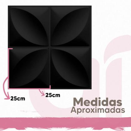 Imagem de Kit C/45 Placas De Pvc Pétala Preta Alto Relevo 50Cm X 50Cm