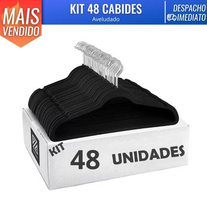Imagem de Kit C/ 48 Cabide Aveludado C/ Gancho Organizador P/ Roupas Paramount