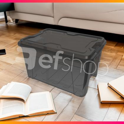 Imagem de Kit C/5 Caixas Organizadora Com Trava 20l Grande Transparente Ou Sólida