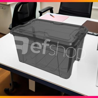 Imagem de Kit C/5 Caixas Organizadora Com Trava 20l Grande Transparente Ou Sólida