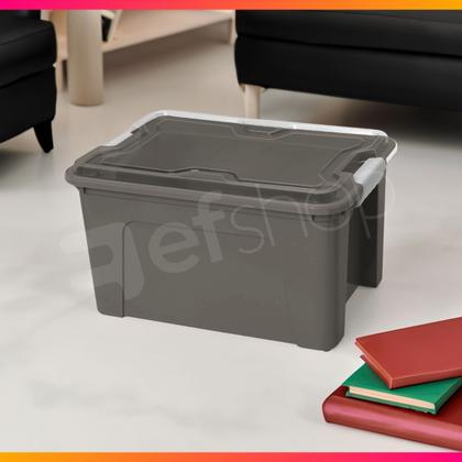 Imagem de Kit C/5 Caixas Organizadora Com Trava 20l Grande Transparente Ou Sólida