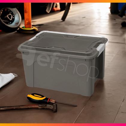 Imagem de Kit C/5 Caixas Organizadora Com Trava 20l Grande Transparente Ou Sólida