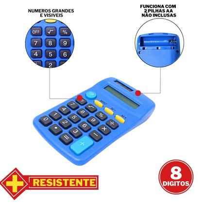 Imagem de Kit c/5 Calculadoras de Bolso 8 Dígitos e Cores Variadas