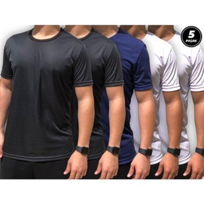 Imagem de Kit C/ 5 Camiseta Masculina Cores Algodão Malha
