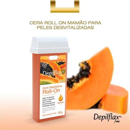 Imagem de Kit c/5 Ceras Depilatória Refil Roll On Depilflax Mamão 100g