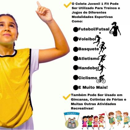 Imagem de Kit C/5 Coletes Juvenil de Futebol Treino Jogo 1 Fit