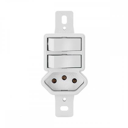 Imagem de Kit C/5 - Conjunto Radial Pollar 1901130 2Pp 1Tomada 10A S/P