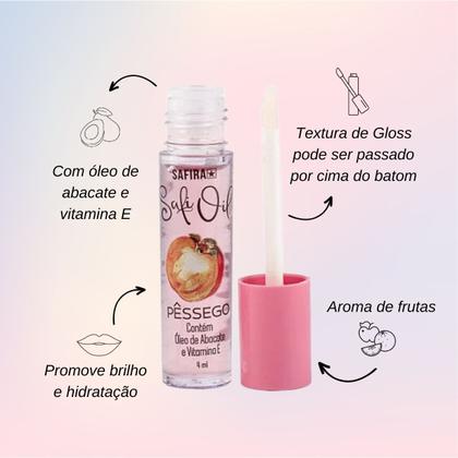 Imagem de Kit C/ 5 Gloss Labial Lip Oil Fruits Com Vitamina E Safira