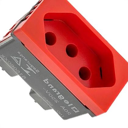 Imagem de Kit C/5 - Modulo Pial Pop Vermelho 1 Tomada 2P+T. 20A. - ...