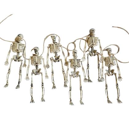 Imagem de kit c/5 pacotes varal c/6 esqueletos decoração Halloween