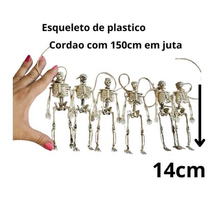 Imagem de kit c/5 pacotes varal c/6 esqueletos decoração Halloween
