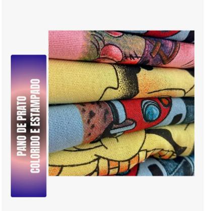 Imagem de Kit C/ 5 Pano De Prato Colorido Estampado Neves 100% Algodão