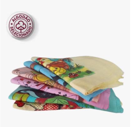 Imagem de Kit C/ 5 Pano De Prato Colorido Estampado Neves 100% Algodão