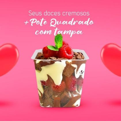 Imagem de Kit c/5 pct pote quadrado 750ml. c/ tampa c/20 un.(prafesta)