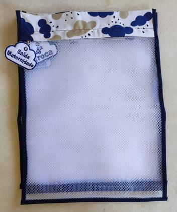 Imagem de Kit c/ 5 Saquinhos Maternidade em Tule com zíper e viés Diversas Estampas + Tags Bordados - Coleção Nuvem