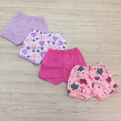 Imagem de Kit C/ 5 Short Infantil Bebê De Malha 100% Algodão Estampado-001