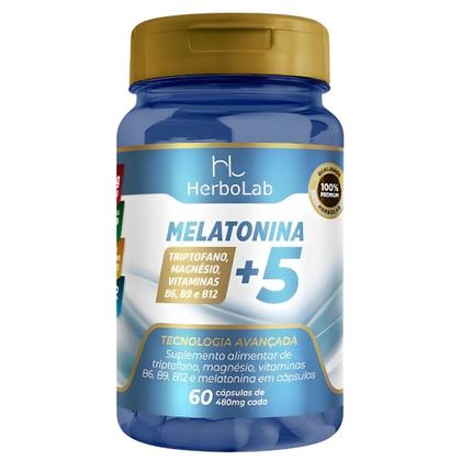 Imagem de KIT C/5 Un. Melatonina +5 Triptofano  B6 - B9 - B12 60 Cápsulas - Herbolab