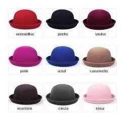 Imagem de Kit C/ 50 Chapeu Coco Feltro Feminina Cores Variados Atacado