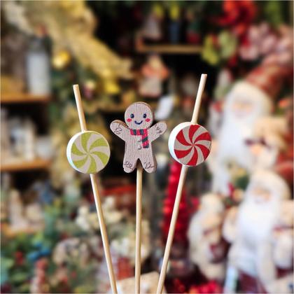 Imagem de Kit C/50 Palito Decorativo Candy Ginger Natal Mesa Posta