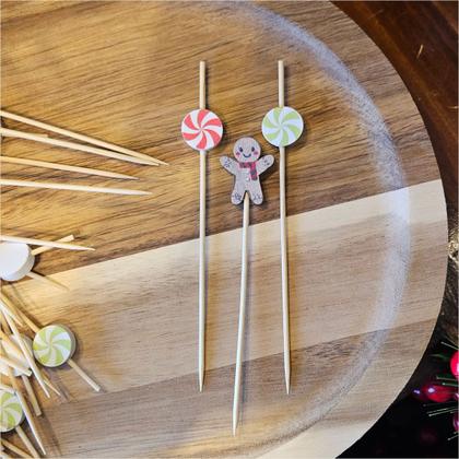 Imagem de Kit C/50 Palito Decorativo Candy Ginger Natal Mesa Posta