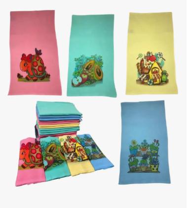 Imagem de Kit C/ 50 Pano De Prato Colorido Estampado Neves 100% Algodão