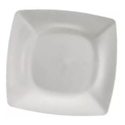 Imagem de Kit C/50 Prato Quadrado Plastico P/ Refeições Lanches Branco