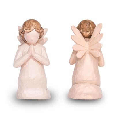 Imagem de Kit C/ 6 Anjo Rezando Sentado De Resina 12cm Altura