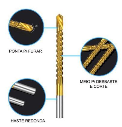 Imagem de Kit C/6 Brocas Desbaste Corte Acabamento Em Madeira Aluminio