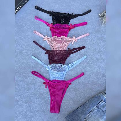 Imagem de Kit c/6 Calcinhas Fio Duplo Com Regulagem Rendada Sexy