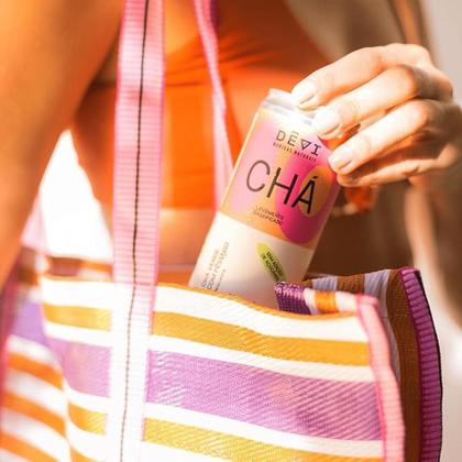 Imagem de Kit c/ 6 Chá Vegano Natural DÊVI Verde com Pêssego Gaseificado 269ml