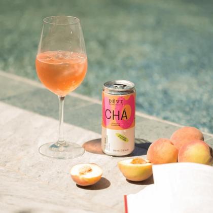 Imagem de Kit c/ 6 Chá Vegano Natural DÊVI Verde com Pêssego Gaseificado 269ml