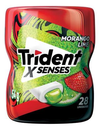 Kit c/ 6 Chiclete Trident X Senses Sabor Morango Lime 54g Imagem de Kit c/ 6 Chiclete Trident X Senses Sabor Morango Lime 54g