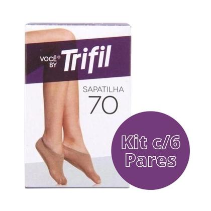 Imagem de Kit c/ 6 Meia Sapatilha Invisível Cavada Fio 70 Trifil
