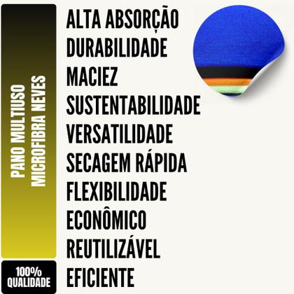 Imagem de Kit C/ 6 - Pano De Microfibra 40 X 40cm - Neves - Pia - Multiuso - Limpeza Geral - Cores Sortidas