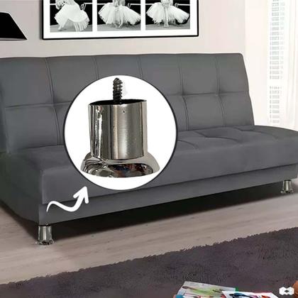 Imagem de Kit C/ 6 Pé De Sofá Rack Comoda 6cm Cromado Pézinho Sapata