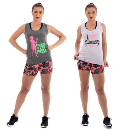 Imagem de Kit C/8 Camisas Regatas Femininas Treino Academia Estampadas