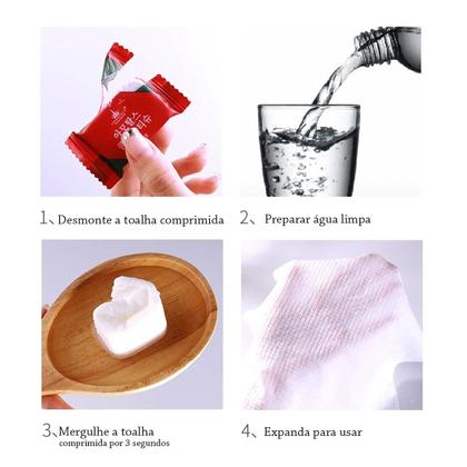 Imagem de Kit C/8 Pacote Toalhas De Rosto Comprimida Descartável Mini Portátil
