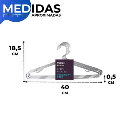 Imagem de Kit C/ 99 Cabide De Acrilico Transparente C/ Gancho Organizador P/ Roupas Paramount