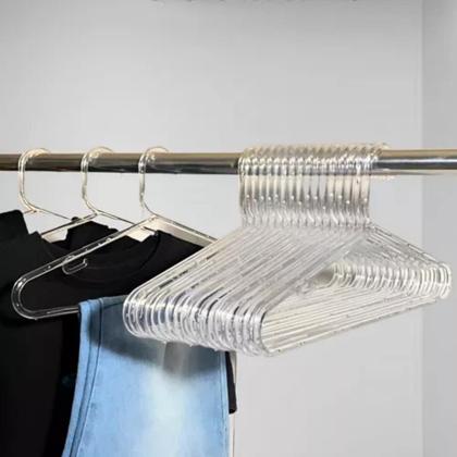 Imagem de Kit C/ 99 Cabide De Acrilico Transparente C/ Gancho Organizador P/ Roupas Paramount