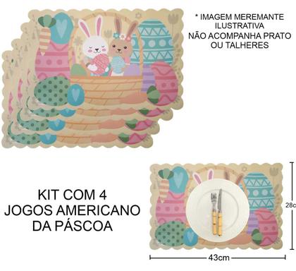 Imagem de Kit c4 Jogo Americano de Páscoa para Mesa Posta Retangular