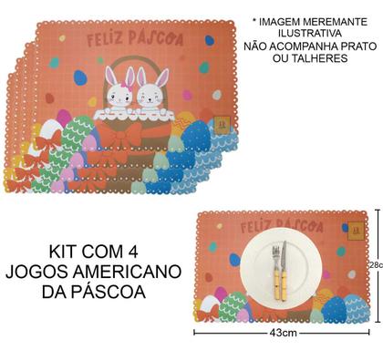 Imagem de Kit c4 Jogo Americano de Páscoa para Mesa Posta Retangular