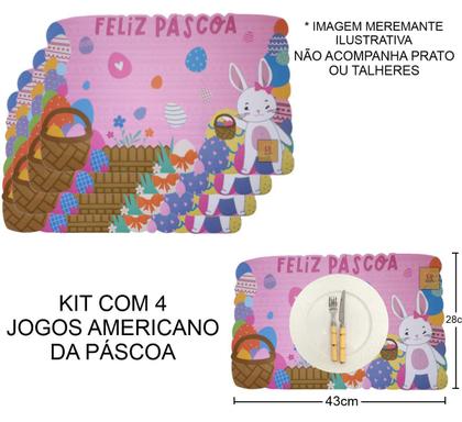 Imagem de Kit c4 Jogo Americano de Páscoa para Mesa Posta Retangular