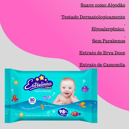 Imagem de Kit C48 Estrelinhas Toalhas Umedecidas C50  Hygieline