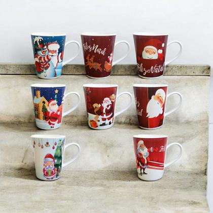 Imagem de Kit c8 Canecas Natal Café 350ml Lembrança Presente PapaiNoel