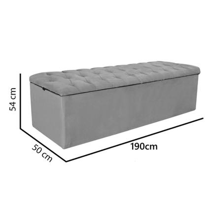 Imagem de Kit Cabeceira + Calçadeira Baú Capitonê Livia 195cm King Size Para Cama Box material sintético Bege - Gat Magazine