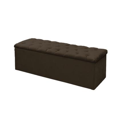 Imagem de Kit Cabeceira + Calçadeira Baú Mirage Queen 160cm Marrom - LM DECOR