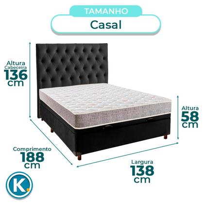 Imagem de Kit Cabeceira + Cama Box Bau + Colchão Casal D23 D23 Inducol