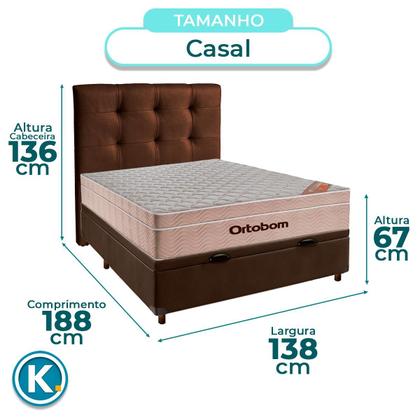 Imagem de Kit Cabeceira + Cama Box Bau + Colchão Casal Molas Ensacadas Airtech Ortobom