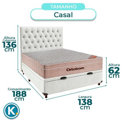 Imagem de Kit Cabeceira + Cama Box Bau + Colchão Casal Molas Ensacadas Airtech Ortobom