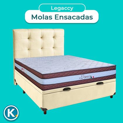Imagem de Kit Cabeceira + Cama Box Bau + Colchão Casal Molas Ensacadas Legaccy Paropas